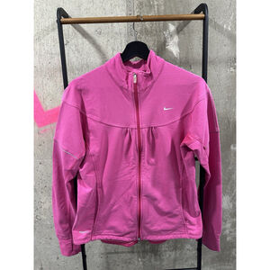 Nike Dri Fit Full Zip Up Cotton Jacket Pink Pockets Womens L